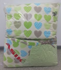 Комплект постельного белья в детскую кроватку Asik сердечки с горошком зеленые и голубые